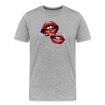 Embrasse-moi vite - Lèvres Chanceuses - T-shirt bio Premium Homme - gris chiné - Devant - Damien (186cm)