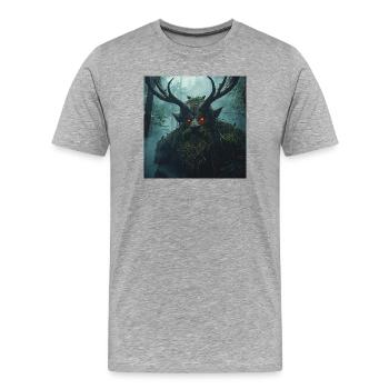Leszy – Wächter des Uralten Waldes - Männer Premium Bio T-Shirt - Grau meliert - Vorne - Damien (186cm)