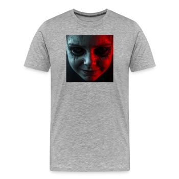 Possession – Un sourire terrifiant d’horreur - T-shirt bio Premium Homme - gris chiné - Devant - Damien (186cm)