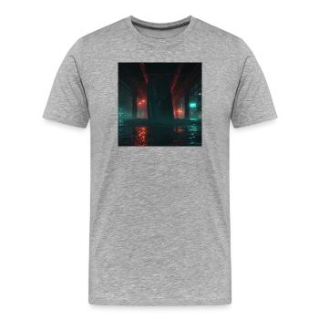 Cyber Światowid – Heidnisches Idol in der Stadt - Männer Premium Bio T-Shirt - Grau meliert - Vorne - Damien (186cm)