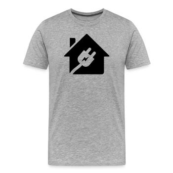 Logo de la prise de maison de l’électricien - T-shirt bio Premium Homme - gris chiné - Devant - Damien (186cm)