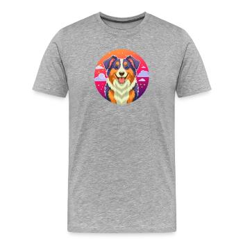 Australian Shepherd (bande dessinée portrait) - T-shirt bio Premium Homme - gris chiné - Devant - Damien (186cm)