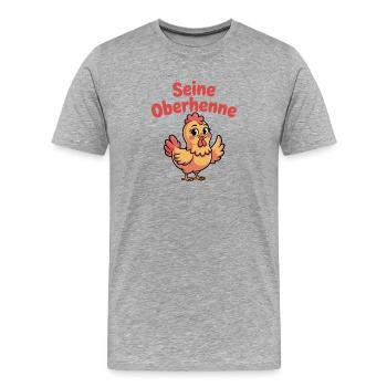  Seine Oberhenne Lustige Henne Illustration für - Männer Premium Bio T-Shirt - Grau meliert - Vorne - Damien (186cm)