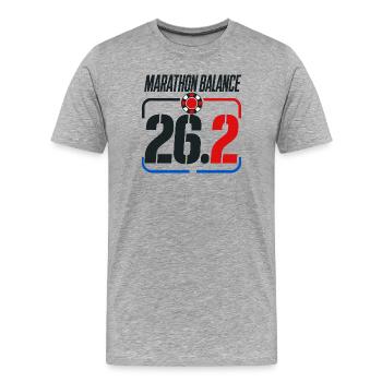 Solde de carte cadeau marathon 26,2 miles Course drôle - T-shirt bio Premium Homme - gris chiné - Devant - Damien (186cm)
