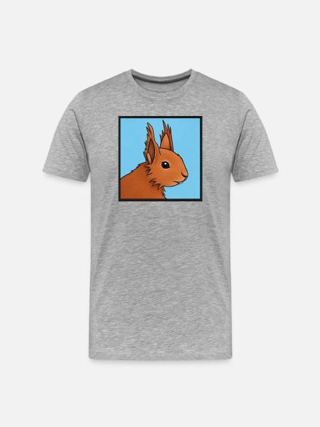 Squirrel Illustration Blue - Men's Premium Organic T-Shirt - heather grey