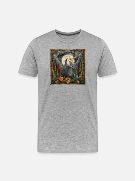 Der Wolf - Männer Premium Bio T-Shirt - Grau meliert