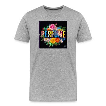 Parfüm Floral Splendor Letterprint - Männer Premium Bio T-Shirt - Grau meliert - Vorne - Damien (186cm)