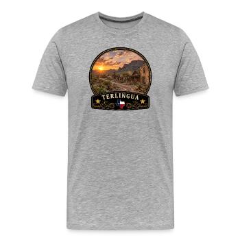 Terlingua, Ghost Town : Coucher de soleil dans le désert du Texas - T-shirt bio Premium Homme - gris chiné - Devant - Damien (186cm)