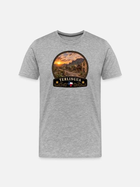 Terlingua Ghost Town Texas Desert Sunset - Men's Premium Organic T-Shirt - heather grey