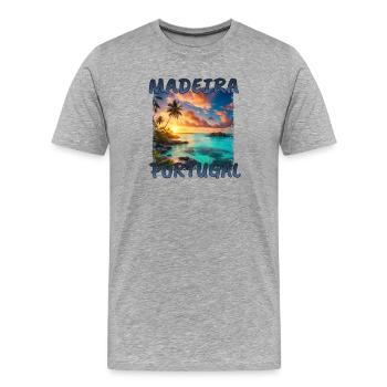 Madeira Portugal Grunge Urlaub Strand - Männer Premium Bio T-Shirt - Grau meliert - Vorne - Damien (186cm)
