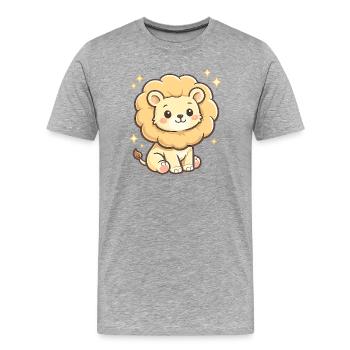 Kuscheliger Löwenfreund mit Sternenglanz - Männer Premium Bio T-Shirt - Grau meliert - Vorne - Damien (186cm)