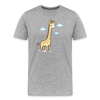Girafe dans le ciel nuageux - T-shirt bio Premium Homme - gris chiné - Devant - Damien (186cm)