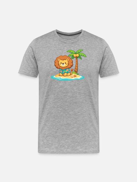Tropischer Löwe am Strand - Männer Premium Bio T-Shirt - Grau meliert