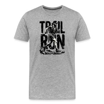 Trailrun - Männer Premium Bio T-Shirt - Grau meliert - Vorne - Damien (186cm)