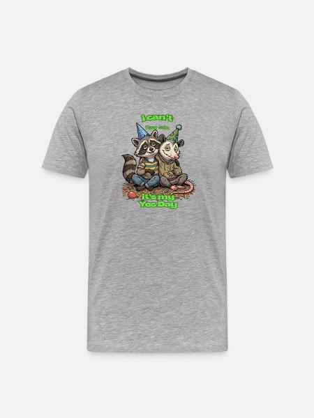 Raccoon Party Yes Day - Men's Premium Organic T-Shirt - heather grey