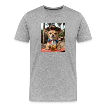 Chihuahua Fiesta im Sombrero - Männer Premium Bio T-Shirt - Grau meliert - Vorne - Damien (186cm)