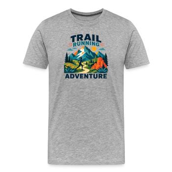 Aventure de course en sentier - T-shirt bio Premium Homme - gris chiné - Devant - Damien (186cm)