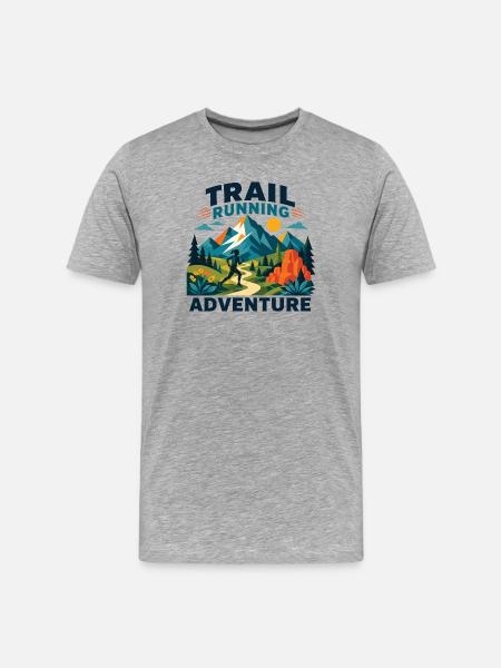 Trailrunning-Abenteuer - Männer Premium Bio T-Shirt - Grau meliert