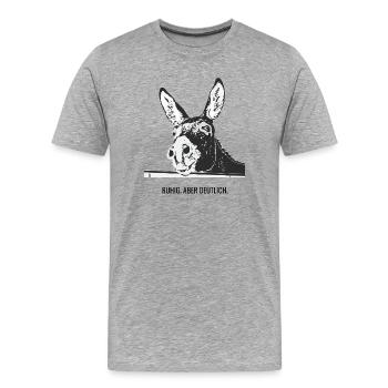Ruhig. Aber deutlich. - Männer Premium Bio T-Shirt - Grau meliert - Vorne - Damien (186cm)
