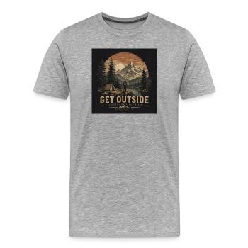 Aventure en plein air - T-shirt bio Premium Homme - gris chiné - Devant - Damien (186cm)