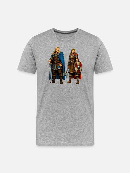 Nordic warrior duo - Men's Premium Organic T-Shirt - heather grey