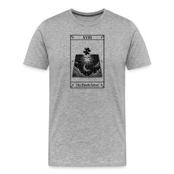 Der Rätsellöser | Tarotkarte Puzzle - Männer Premium Bio T-Shirt - Grau meliert - Vorne - Damien (186cm)
