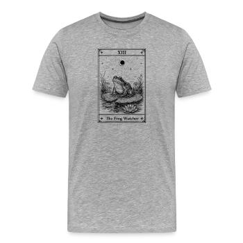 Der Froschbeobachter | Tarotkarte - Männer Premium Bio T-Shirt - Grau meliert - Vorne - Damien (186cm)