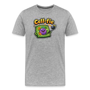 Cell Selfie Cartoon - T-shirt bio Premium Homme - gris chiné - Devant - Damien (186cm)