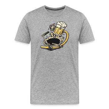 Steampunk Bierbrauerei Motiv Biertrinker Biker - Männer Premium Bio T-Shirt - Grau meliert - Vorne - Damien (186cm)