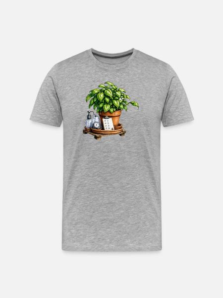 Green Thought Potted Plant - Men's Premium Organic T-Shirt - heather grey