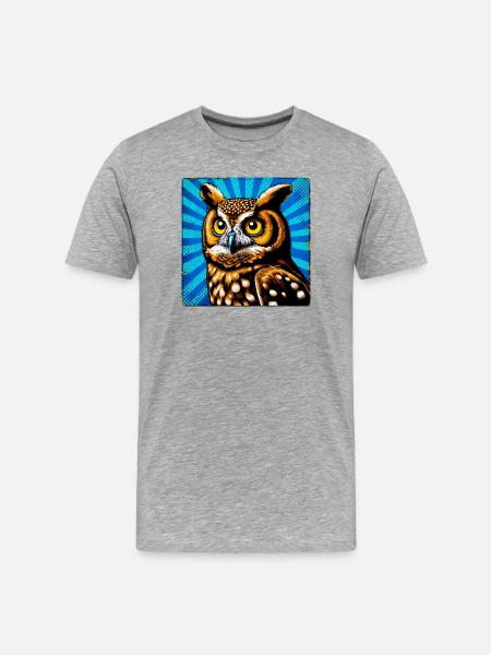 Eule - Männer Premium Bio T-Shirt - Grau meliert
