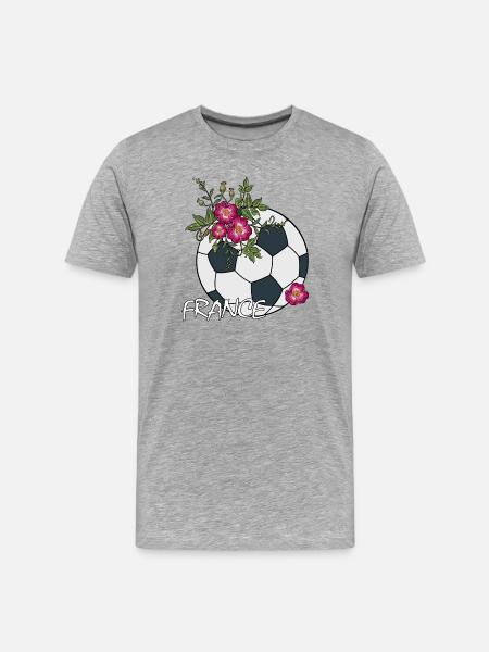 Fußball mit Rosen Frankreich - Männer Premium Bio T-Shirt - Grau meliert