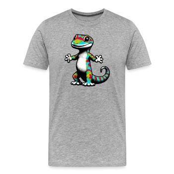 Gecko - Männer Premium Bio T-Shirt - Grau meliert - Vorne - Damien (186cm)