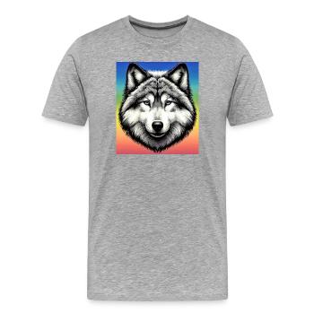 Wolf - Men's Premium Organic T-Shirt - heather grey - Front - Damien (186cm)