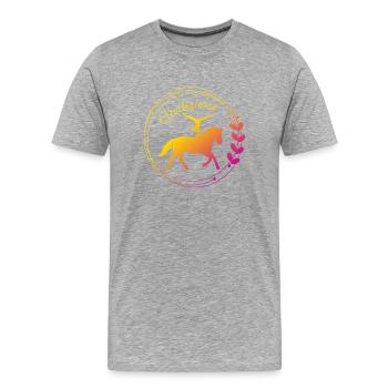 Poirier de saut – Tenue sportive pour Voltis - T-shirt bio Premium Homme - gris chiné - Devant - Damien (186cm)