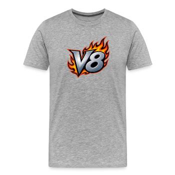 V8 Flammenemblem - Männer Premium Bio T-Shirt - Grau meliert - Vorne - Damien (186cm)