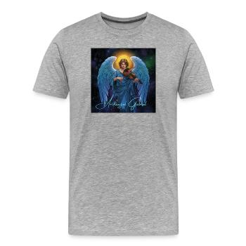 Archange Gabriel - T-shirt bio Premium Homme - gris chiné - Devant - Damien (186cm)