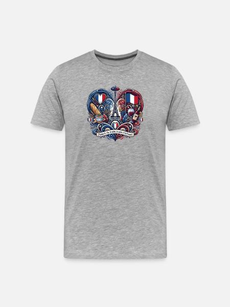Paris Saveurs et Tour Eiffel - T-shirt bio Premium Homme - gris chiné
