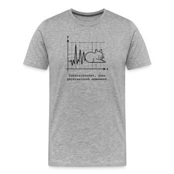 Unberechenbar, aber physikalisch anwesend - Männer Premium Bio T-Shirt - Grau meliert - Vorne - Damien (186cm)