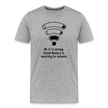 Recherche de réseau par batterie sociale - T-shirt bio Premium Homme - gris chiné - Devant - Damien (186cm)