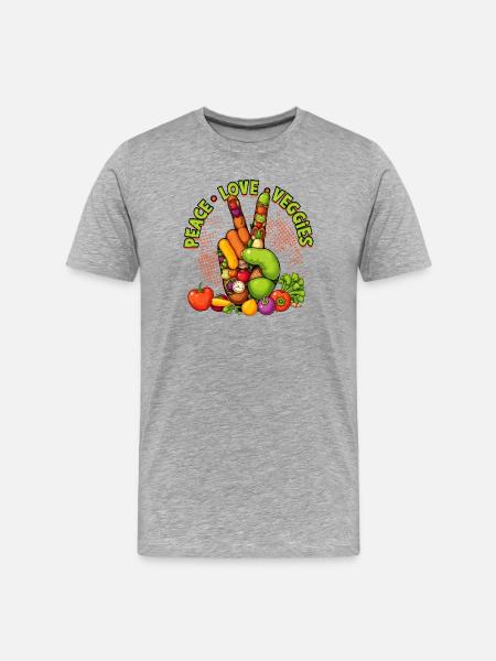 Peace Love Veggies Hand Graphic - Men's Premium Organic T-Shirt - heather grey