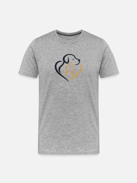 Herzform Hund Katze Duo - Männer Premium Bio T-Shirt - Grau meliert