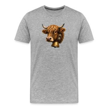 Polygonbullenkopf mit Glocke - Männer Premium Bio T-Shirt - Grau meliert - Vorne - Damien (186cm)