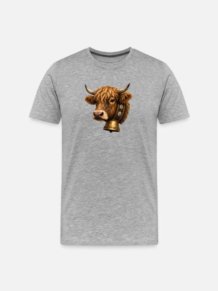 Polygon bull head with bell - Men's Premium Organic T-Shirt - heather grey