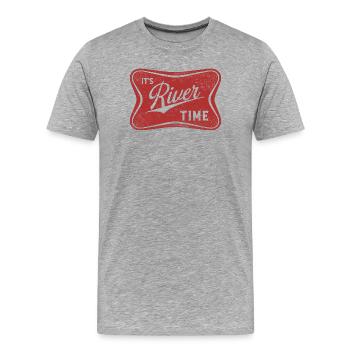 C’est l’heure de la rivière, navigation en bateau, vie aquatique d’été - T-shirt bio Premium Homme - gris chiné - Devant - Damien (186cm)