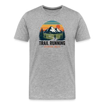 Aventure de trail Running attend un coucher de soleil vintage - T-shirt bio Premium Homme - gris chiné - Devant - Damien (186cm)
