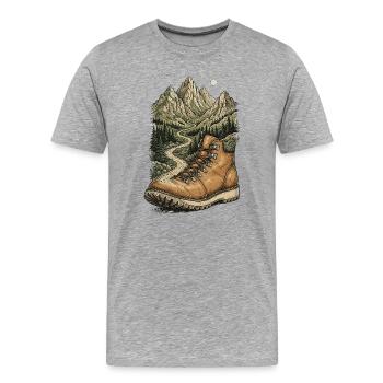 Randonnée - Aventure en plein air - T-shirt bio Premium Homme - gris chiné - Devant - Damien (186cm)
