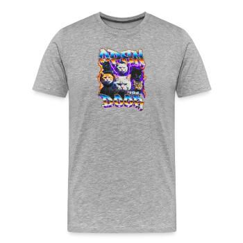 Open the Door — Neon Cat Crew - Men's Premium Organic T-Shirt - heather grey - Front - Damien (186cm)
