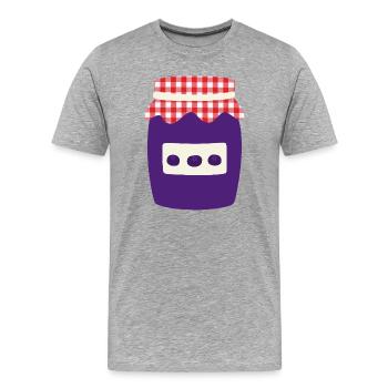 Bocal à confiture de myrtilles avec couvercle à carreaux - T-shirt bio Premium Homme - gris chiné - Devant - Damien (186cm)