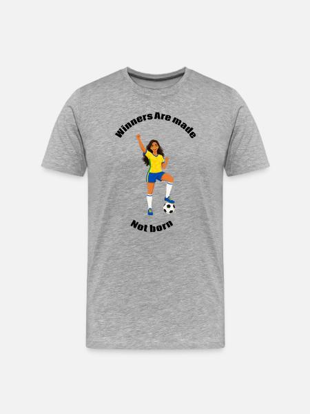 Cheerful footballer in yellow jersey - Men's Premium Organic T-Shirt - heather grey